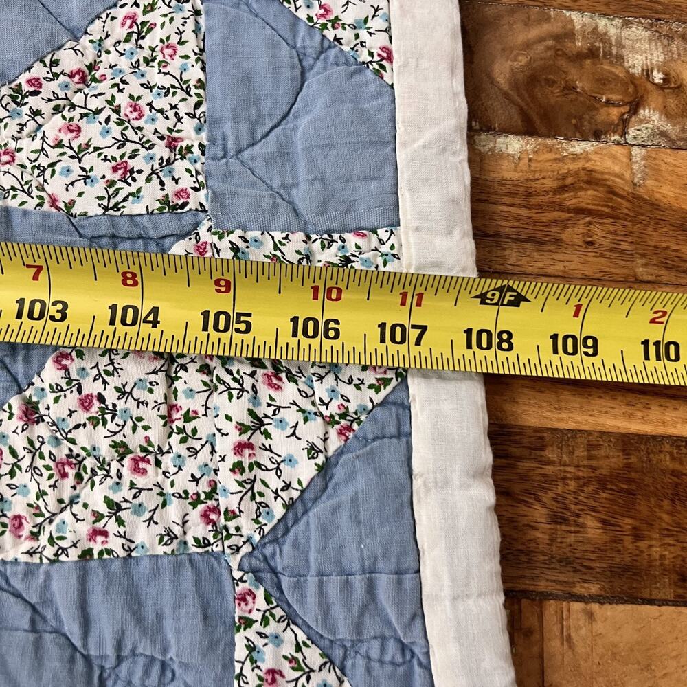 Vintage Handmade Patchwork Quilt Queen Reversible Multicolor Eight-Point Star - Picture 11 of 16